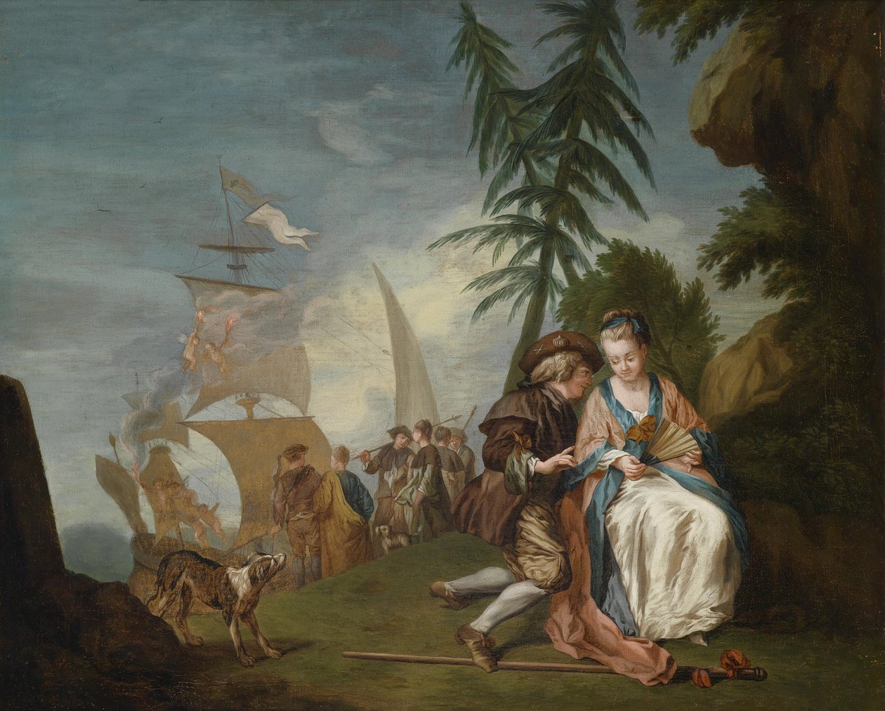 Ein galantes Paar vor der Einschiffung nach Kythera by Circle of Jean Baptiste Le Prince