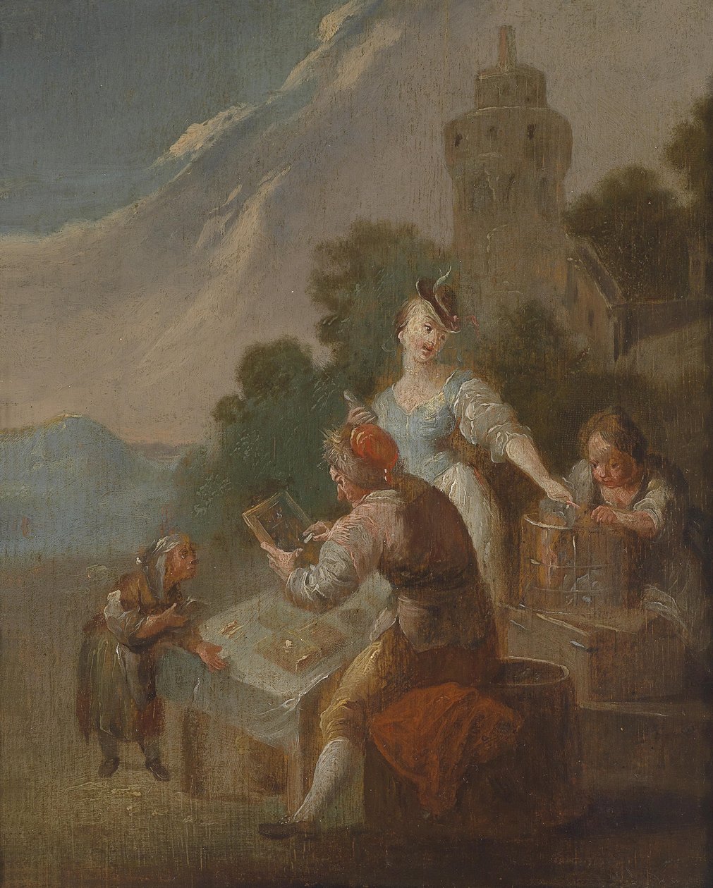Kinder beim Unterricht im Freien by Circle of Johann Georg Platzer