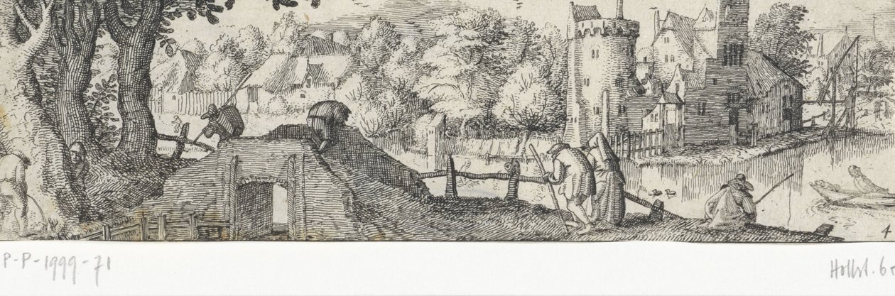 Bir kale görünümü Amsterdam ve çevresindeki meslekler ve yüzler (dizi başlığı) by Claes Jansz. Visscher (II) (attributed to)
