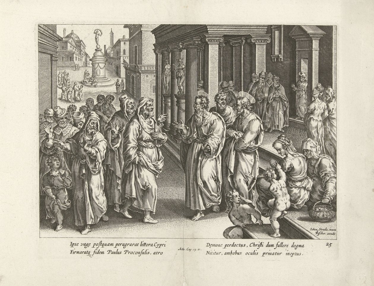 Pavlus büyücü Elymas ile tartışıyor Elçilerin İşleri (dizi başlığı) Acta Apostolorum (dizi adı) by Claes Jansz. Visscher (II) (workshop of)