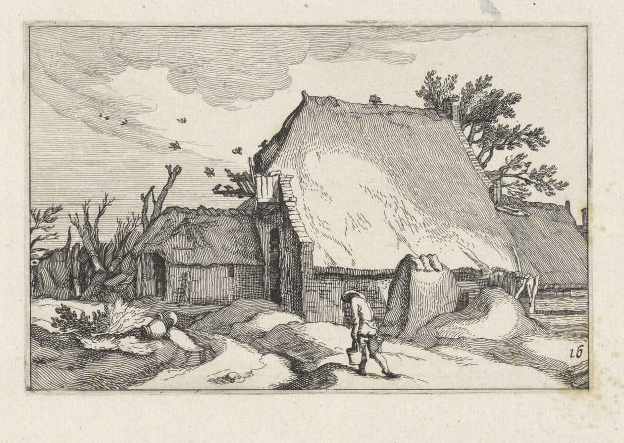 Çiftlik ve İki Kovalı Adam Çiftlikli Manzaralar (dizi başlığı) by Claes Jansz. Visscher (II)