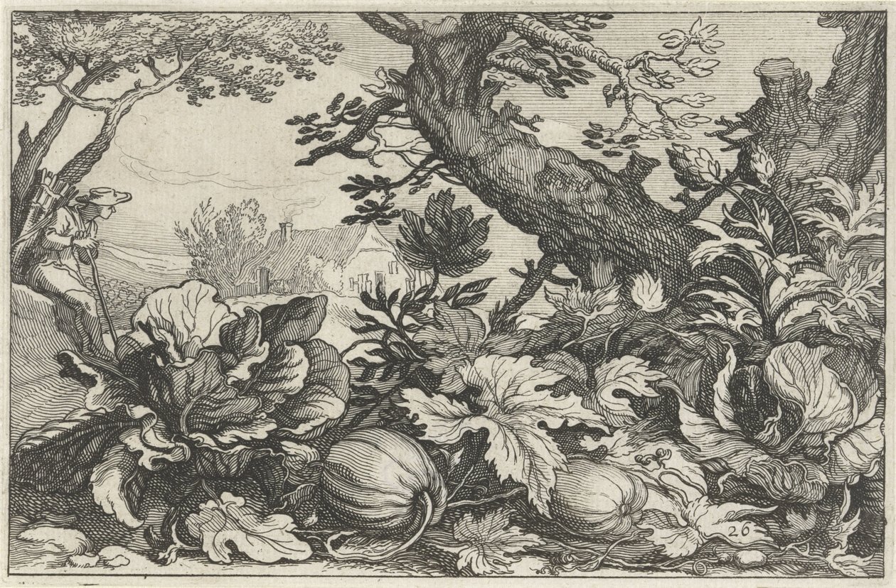 Kabaklar ve kömür ile manzara Çiftlikleri olan manzaralar (dizi başlığı) by Claes Jansz. Visscher (II)