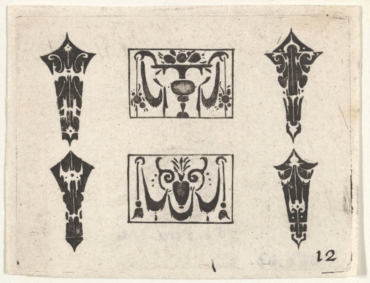 İki Yatay Panelli ve Dört Çerçeveli Blackwork Baskı, yakl. 1620. by Claes Jansz Visscher