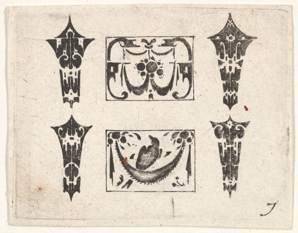 İki Yatay Panelli ve Dört Çerçeveli Blackwork Baskı, yakl. 1620. by Claes Jansz Visscher