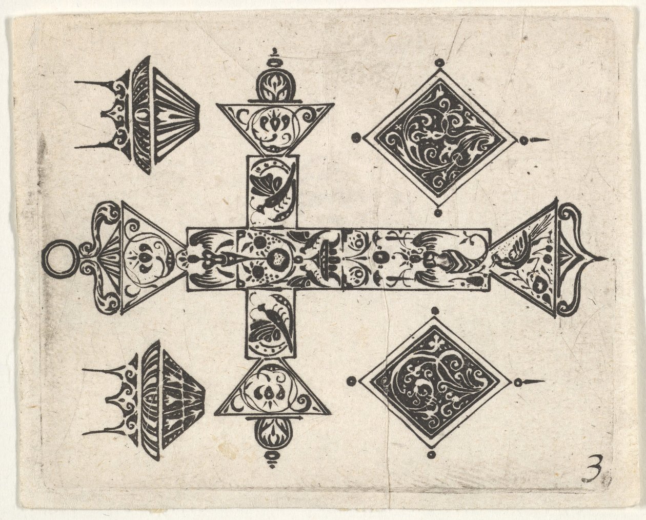 Latin Haçlı ve Dört Motifli Kara İş Baskısı, yak. 1620. by Claes Jansz Visscher
