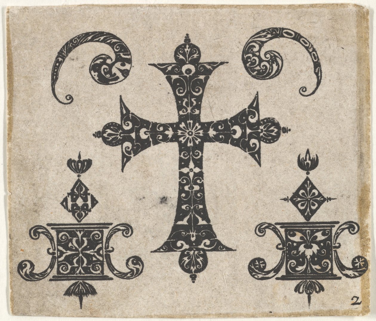 Latin Haçlı ve Küçük Motifli Kara İş Baskısı, yakl. 1620. by Claes Jansz Visscher