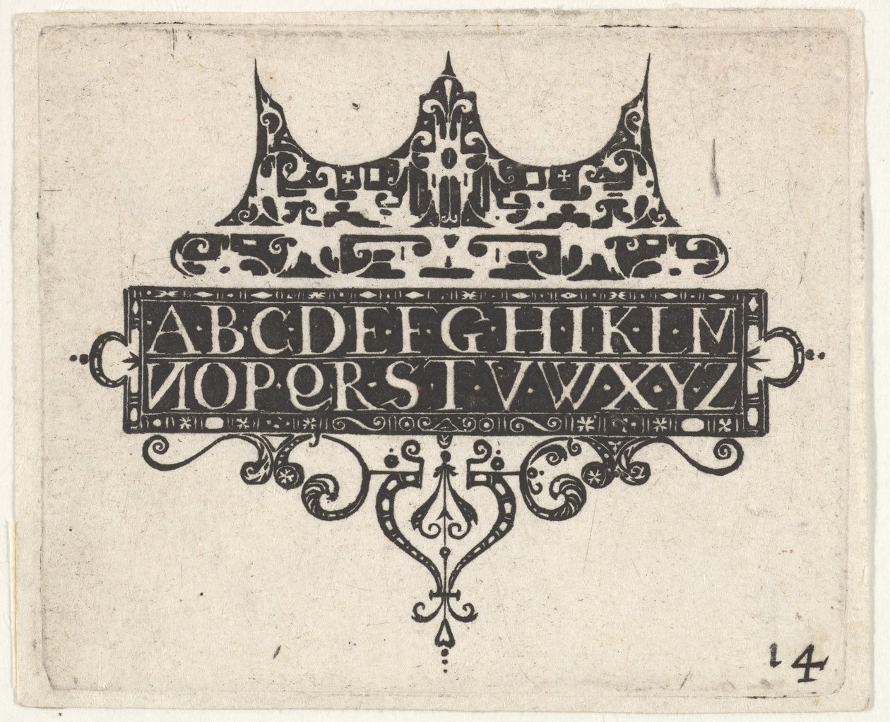Alfabe ile Blackwork Baskı, yaklaşık. 1620. by Claes Jansz Visscher