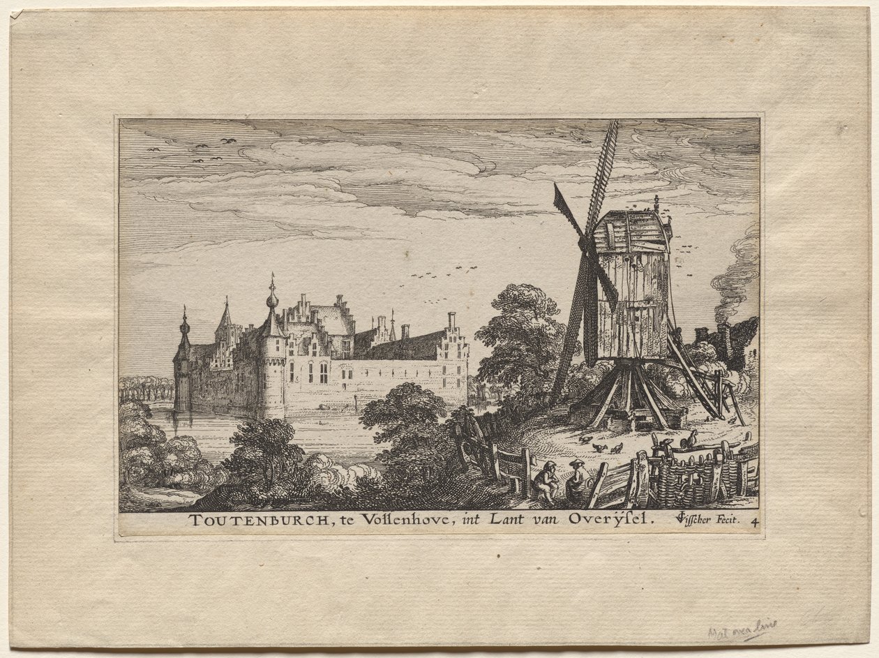 Hollanda ve Utrecht'teki Dört Kale: Vollenhove'daki Toutenburgh Kalesi by Claes Jansz Visscher