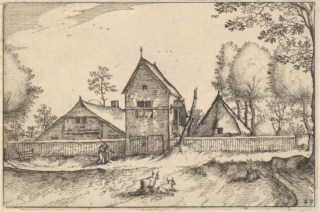 Büyük Duvarlı Çiftlik, Brabant Dükalığı Bölgeleri ve Villalarından 23 numaralı plaka, yaklaşık. 1610 by Claes Jansz Visscher