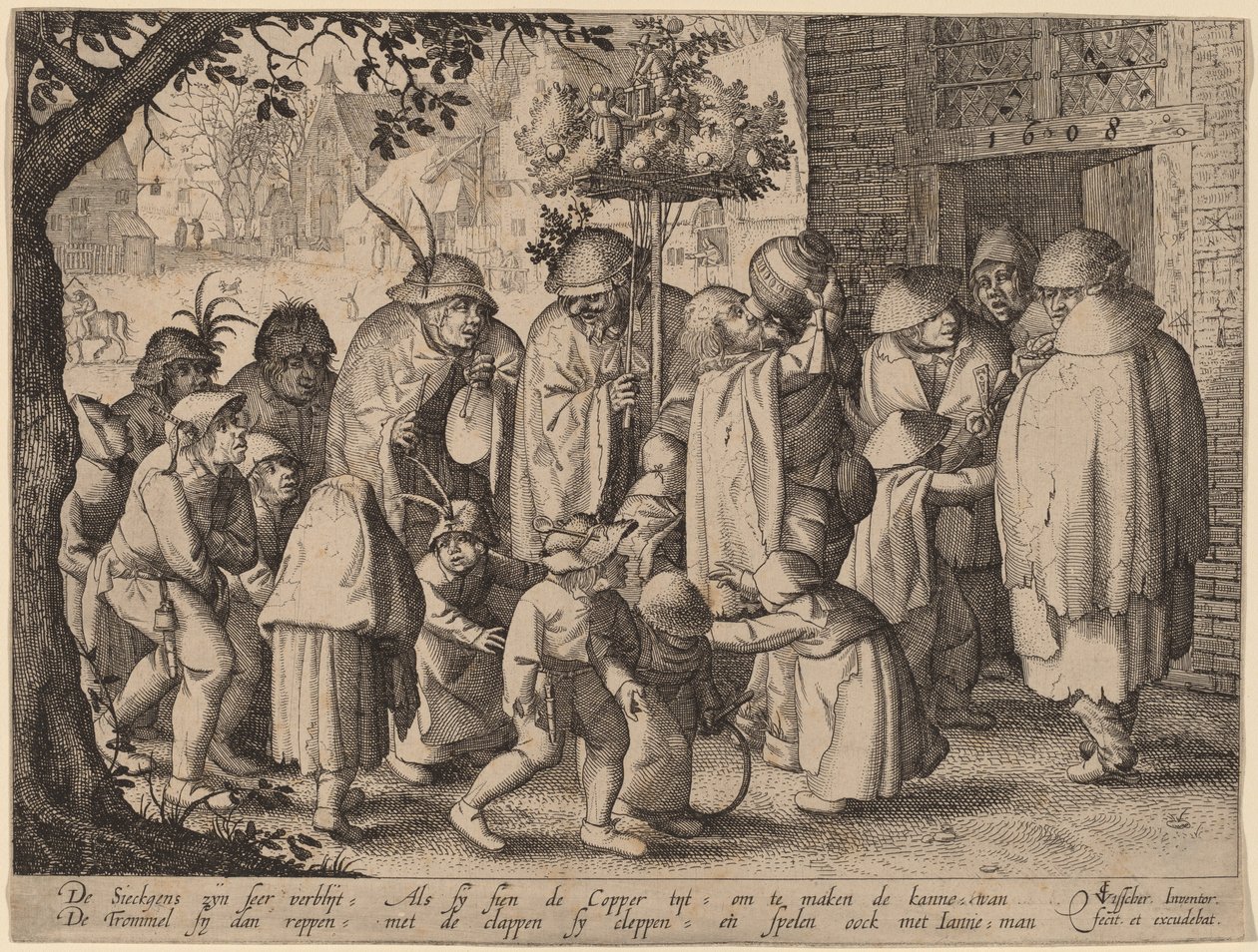 Cüzzamlıların Ziyafet Alayı by Claes Jansz Visscher