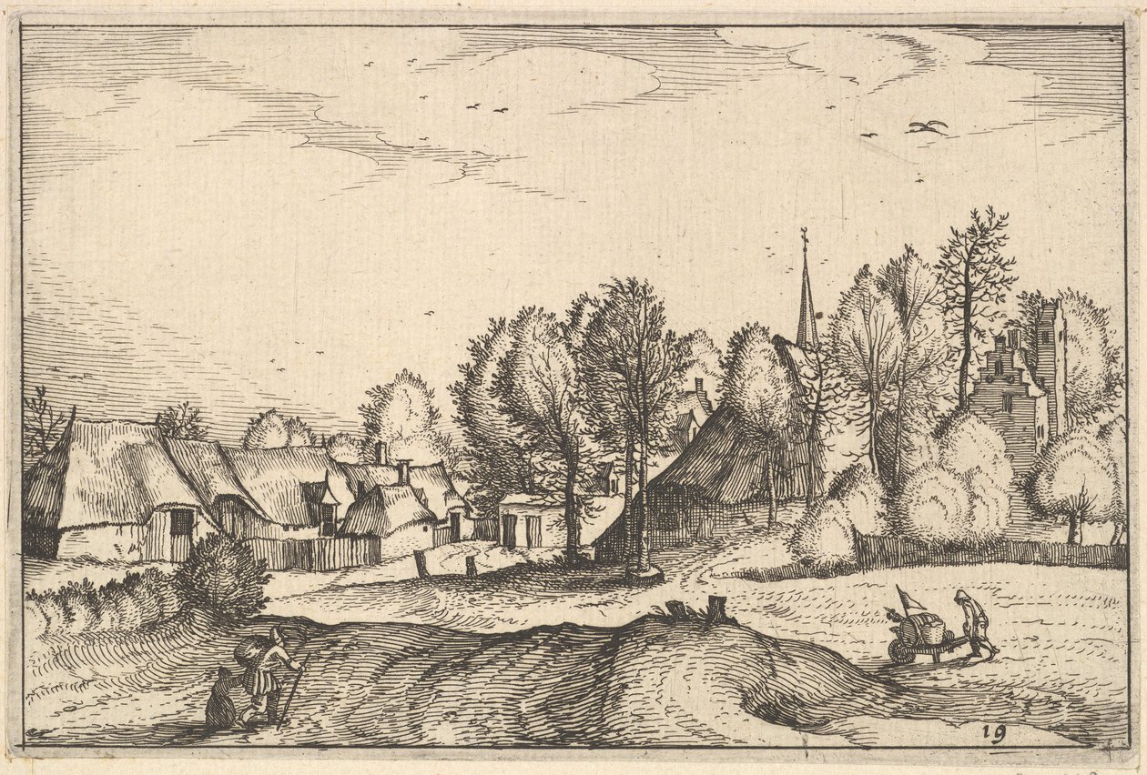 Bir Köye Giden Yol, Brabant Dükalığı Bölgeleri ve Villalarından 19 numaralı plaka, yaklaşık. 1610 by Claes Jansz Visscher