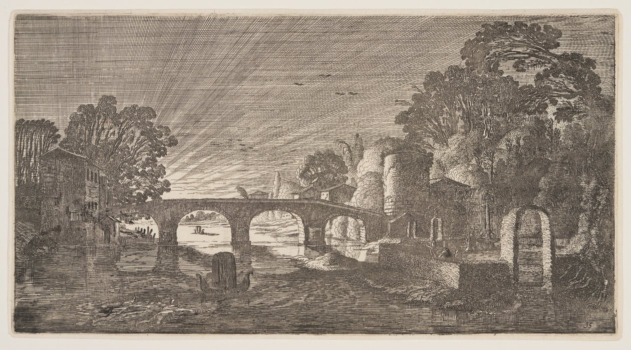 Nehir Üzerinde Gün Batımı, Manzaralar (Playsante Lantschappen) by Claes Jansz. Visscher II