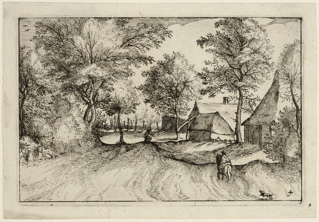 Köy Yolu, Çiftliklerin, Kır Evlerinin ve Rustik Köylerin Resimlerinin ardından dördüncü levha (Praediorum villarum et rusticarum casularum icones) by Claes Jansz. Visscher II
