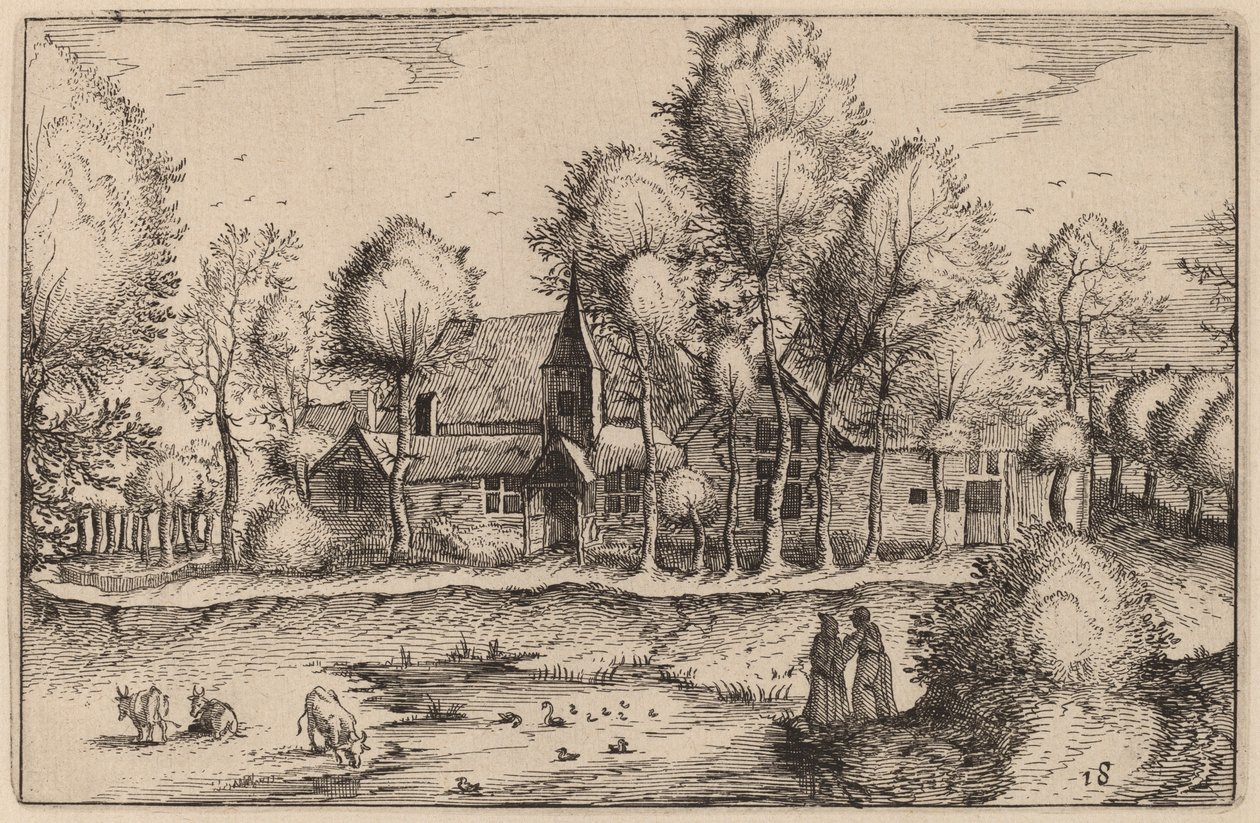 Bir gölet by Claes Jansz Visscher after Johannes van Doetechum, the Elder after Lucas