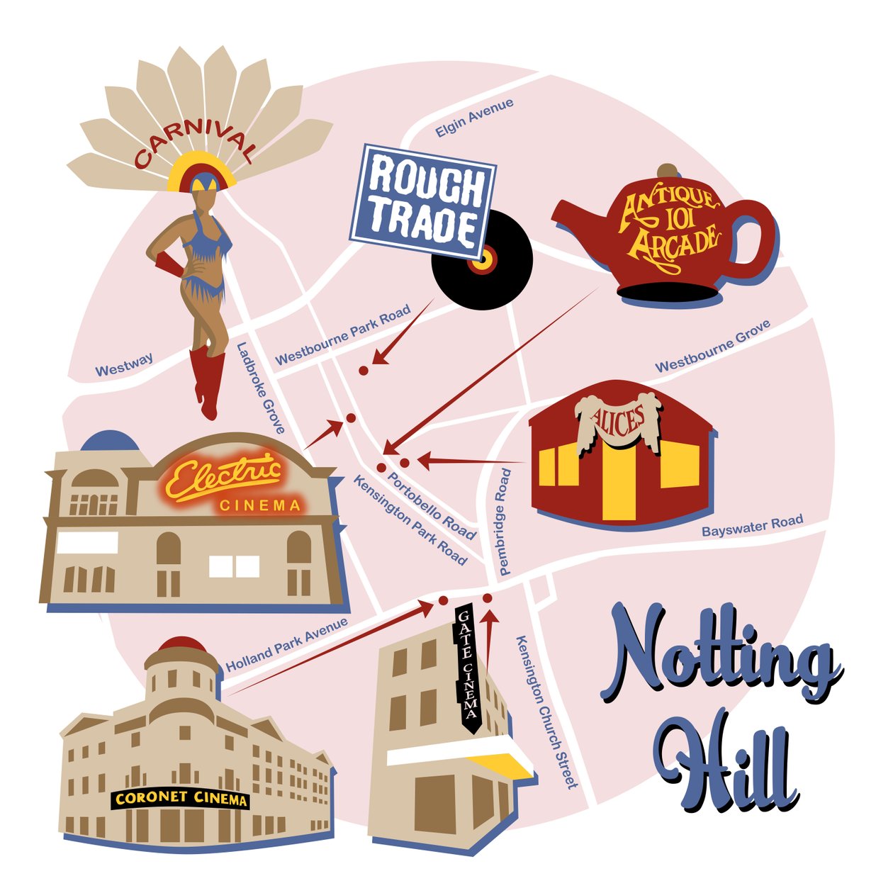 Notting Hill Haritası by Claire Huntley