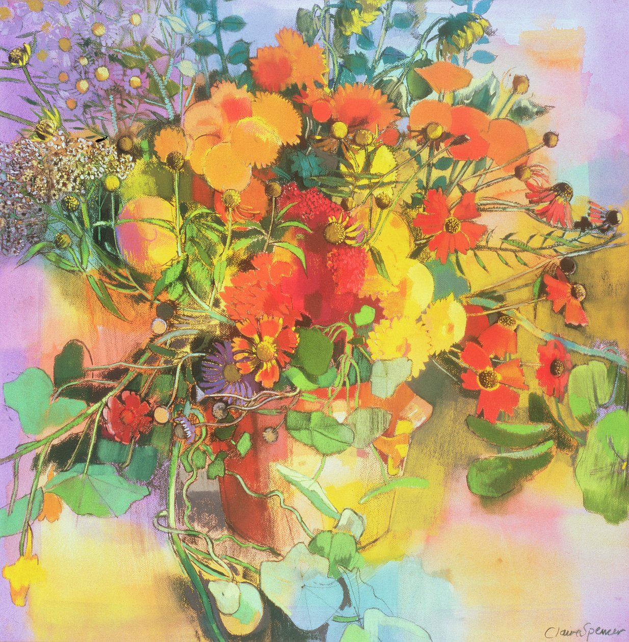 Güz Çiçekleri (kağıt üzerine pastel ve wc) by Claire Spencer
