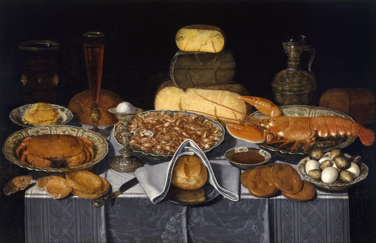 Still Life with Crab, Shrimps and Lobster  by Charlotte Evans