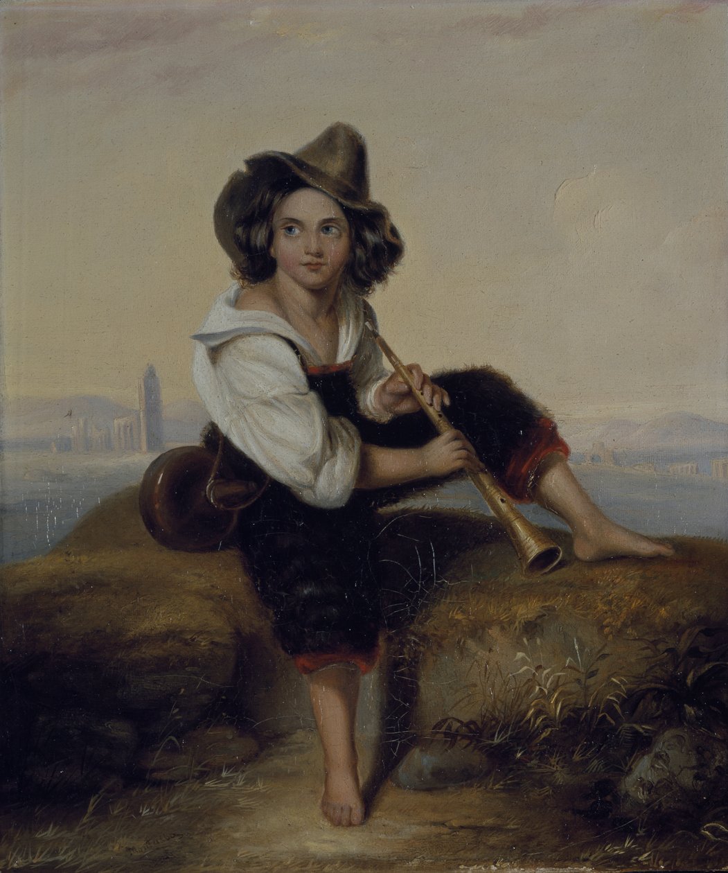Flavian Su Kemeri yakınında, pipolu bir köylü çocuğu, 1844 dolayları (tuval üzerine yağlı boya) by Clara Montalba