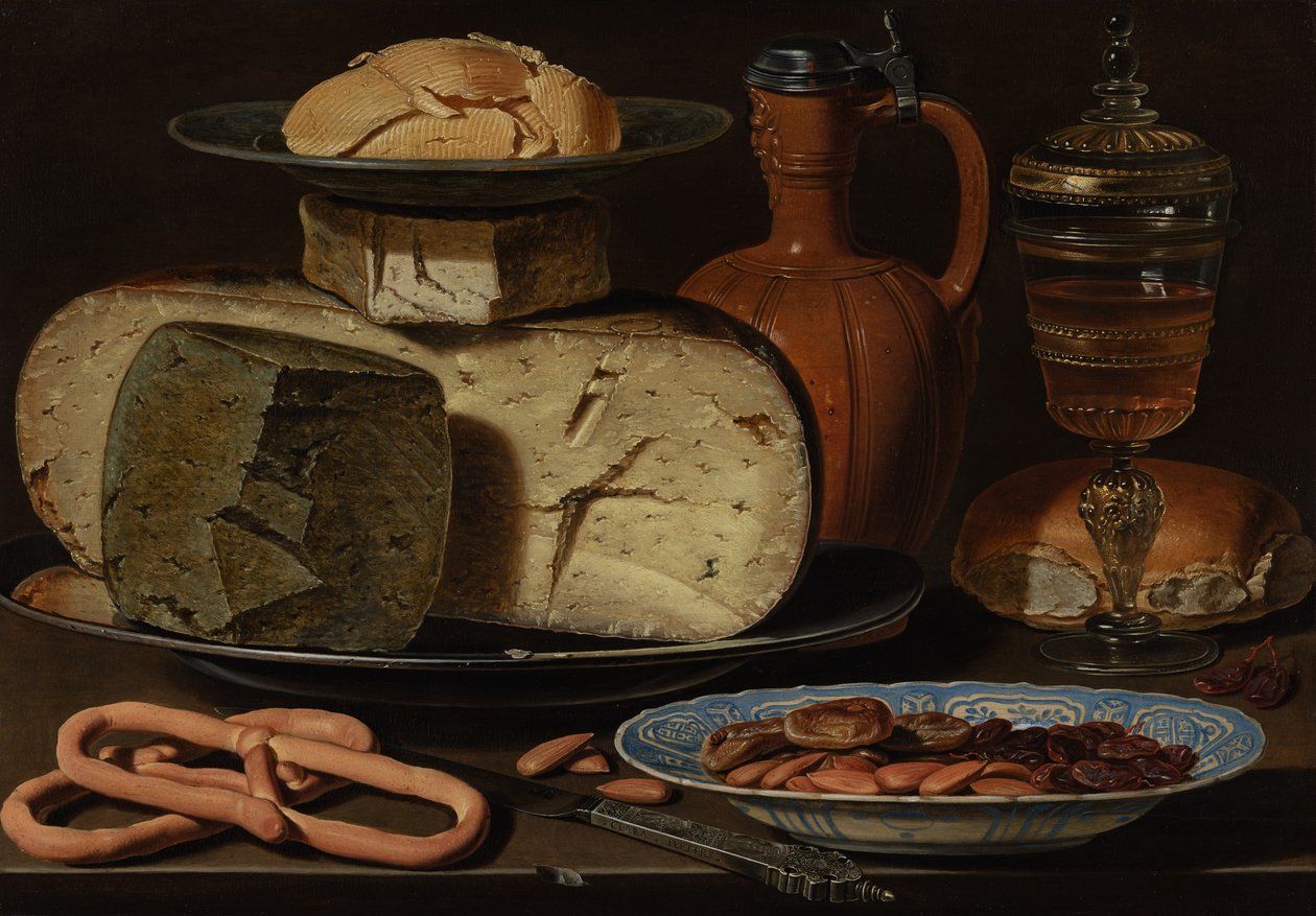 Peynirli, Bademli ve Pretzelli Natürmort, c.1615 by Charlotte Evans