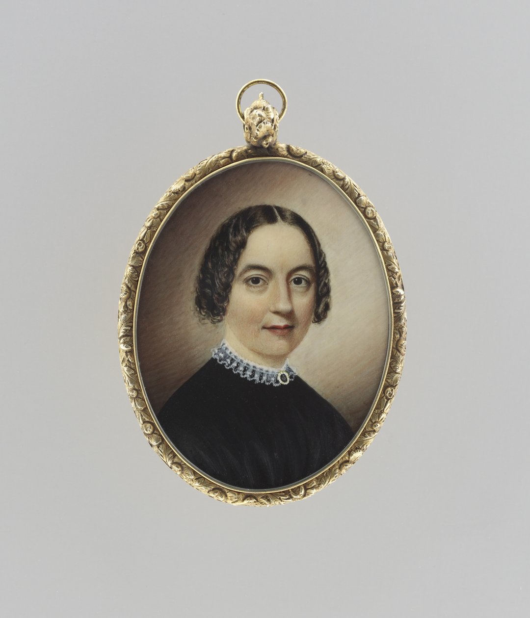 Bir Kadının Portresi, c.1845 (fildişi, yaldız ve cam üzerine suluboya) by Clarissa Peters
