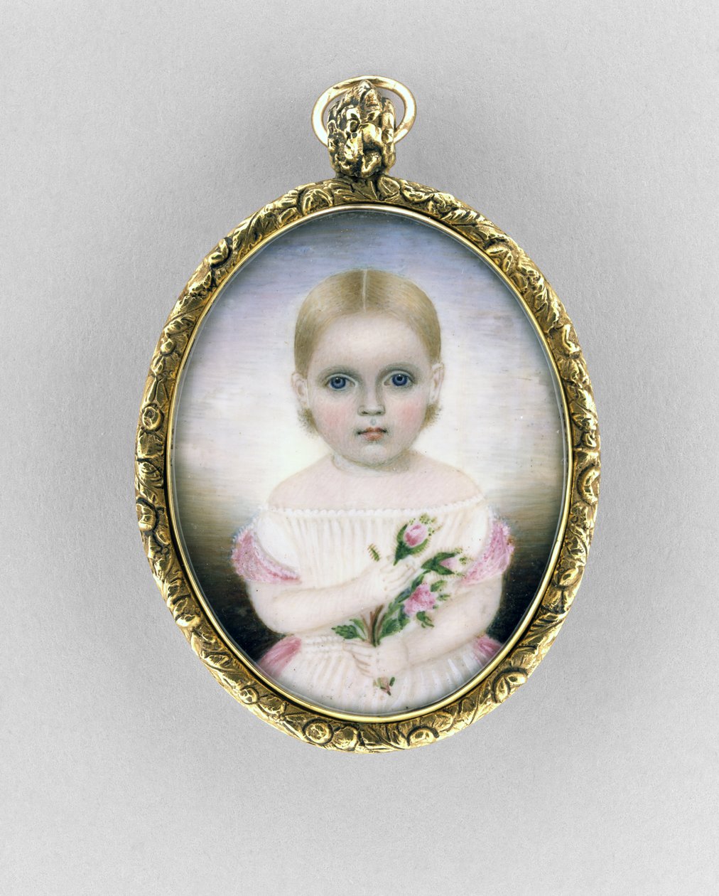 Bir Kız Portresi, c.1840 (fildişi, yaldız ve cam üzerine suluboya) by Clarissa Peters Russell