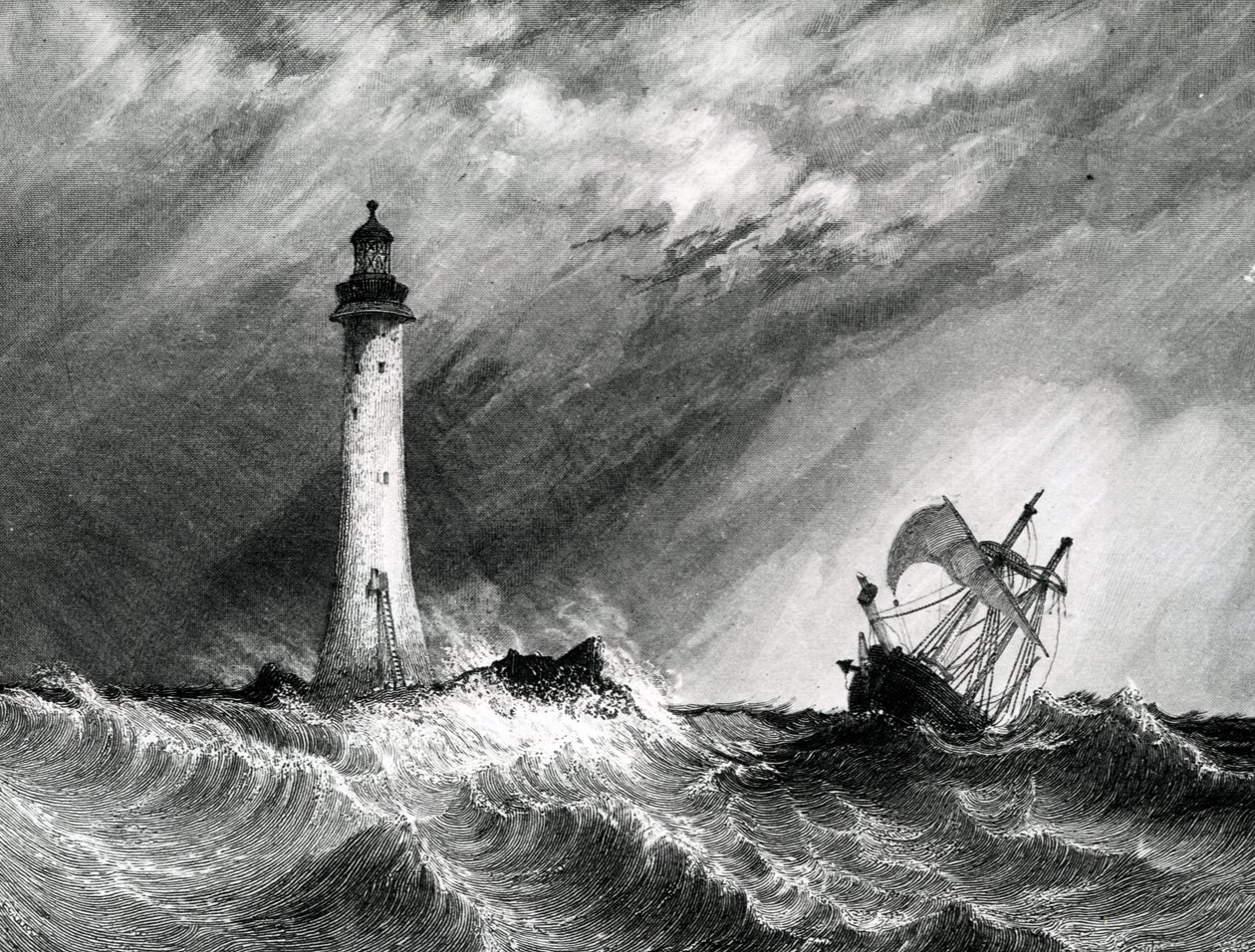 Eddystone Deniz Feneri, W.B. Aşçı, 1836 by Clarkson Frederick Stanfield
