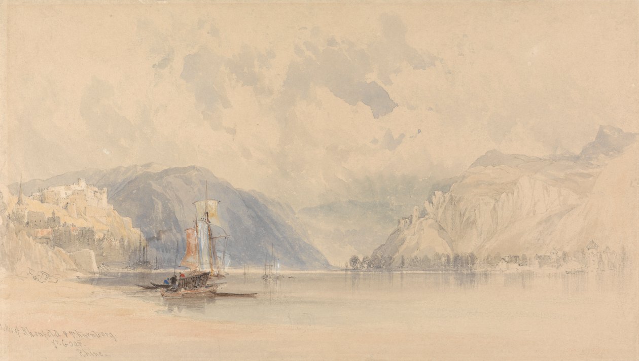 Ren Nehri üzerindeki Rheinfels ve Thurnberg Kaleleri by Clarkson Stanfield