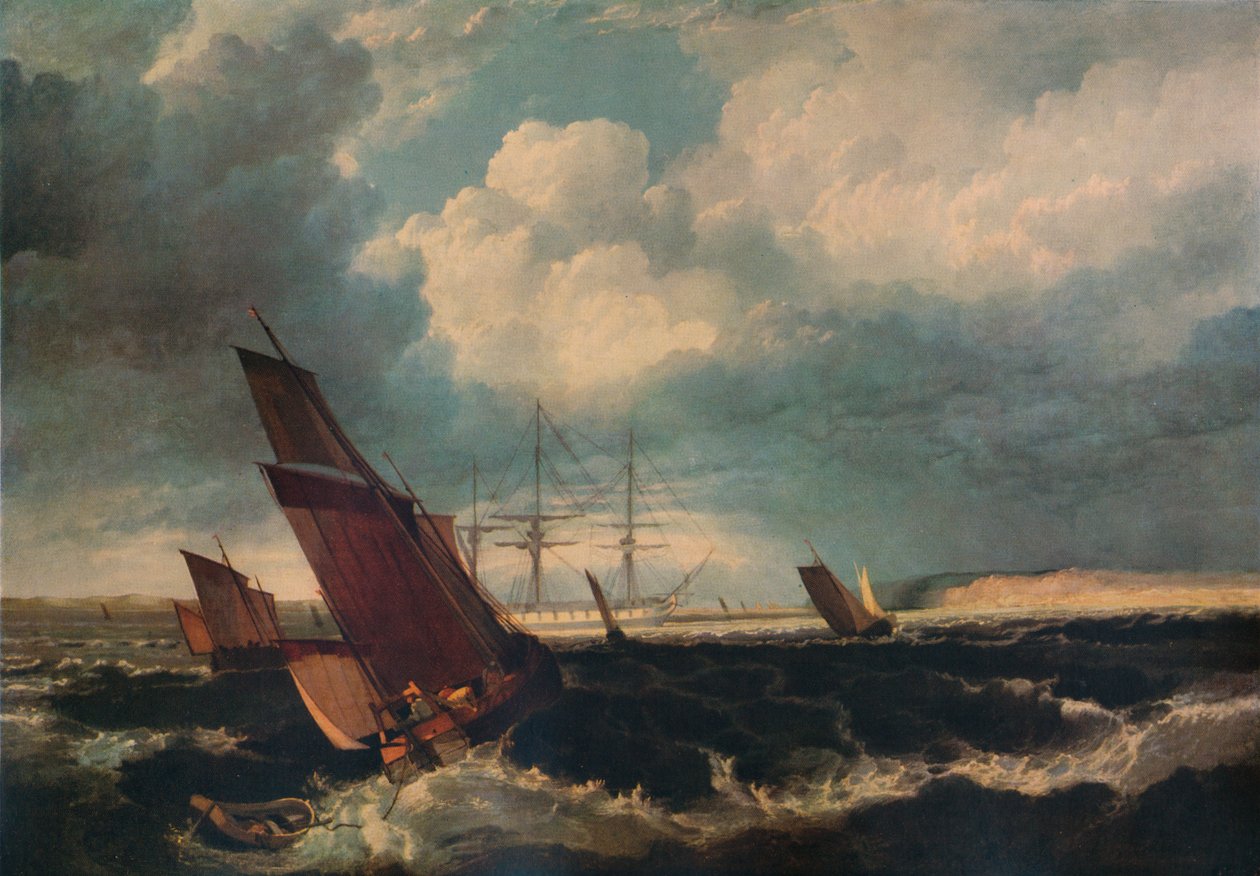 Nore açıklarında muhafız gemisi, c1844 by Clarkson Stanfield