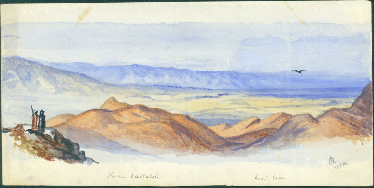 Karn Sartabeh, Ürdün Vadisi, 1872 (kağıt üzerinde wc ve kalem) by Claude Conder