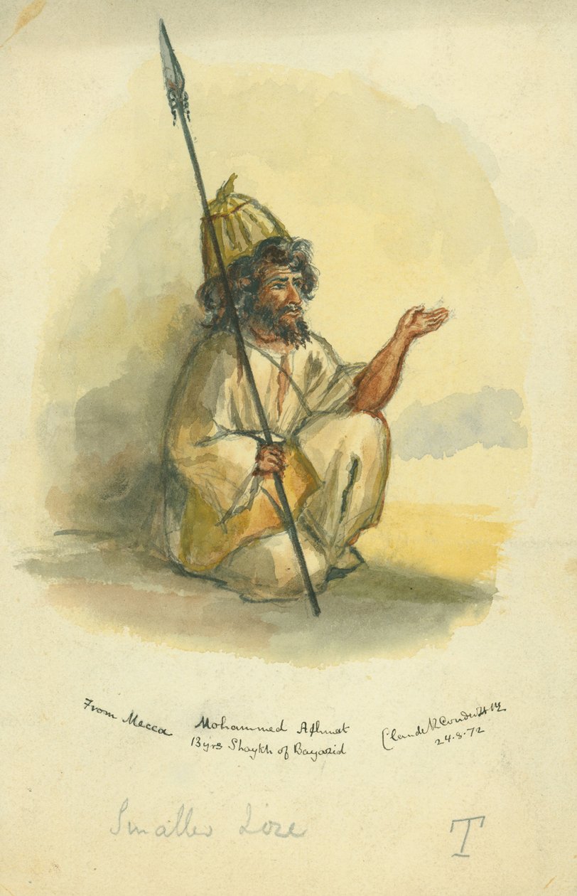 Mekke'den Muhammed Ahmet, 1872 (kağıt üzerinde wc ve kalem) by Claude Conder