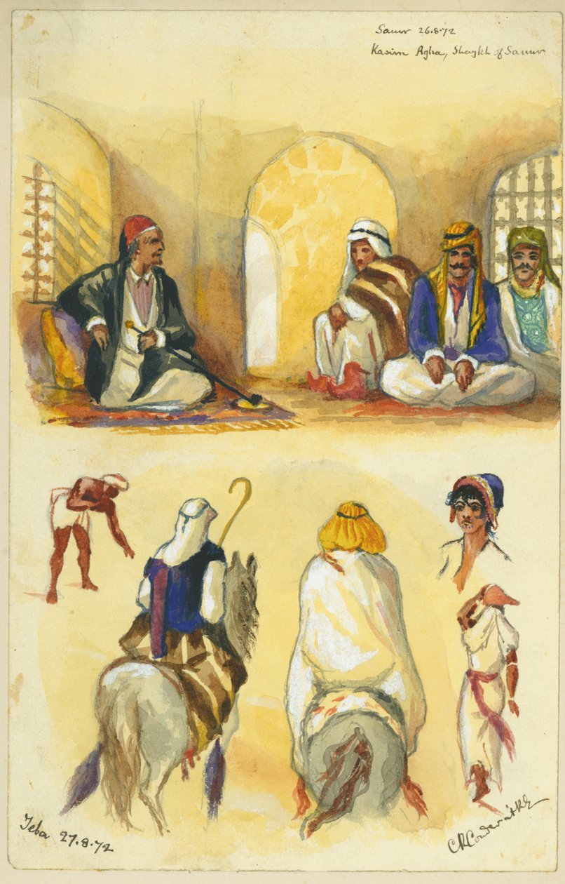 Samur ve Jeba, 1872 (kağıt üzerinde wc ve kurşun kalem) (ayrıca bkz. 316774 ve 316775) by Claude Conder