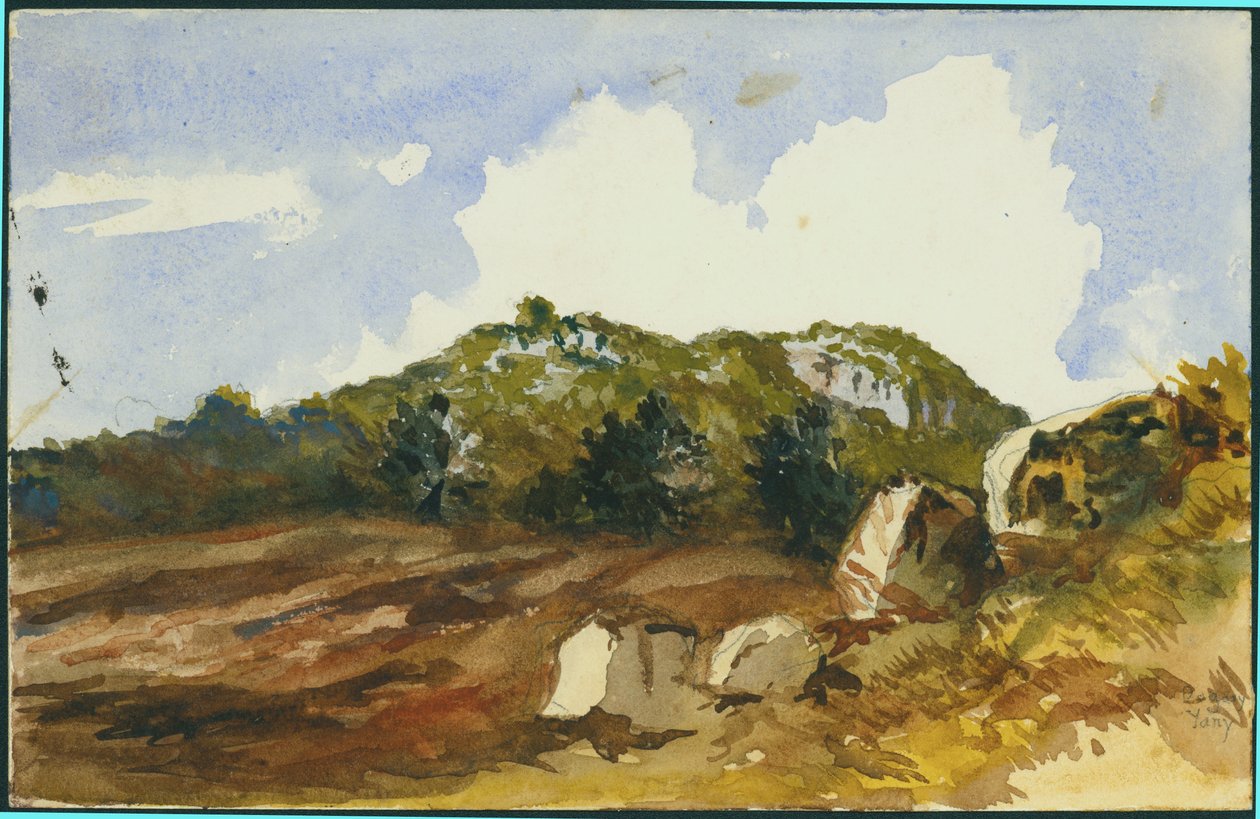The Mahrakah, Carmel, 1872 (kağıt üzerinde wc ve kalem) by Claude Conder
