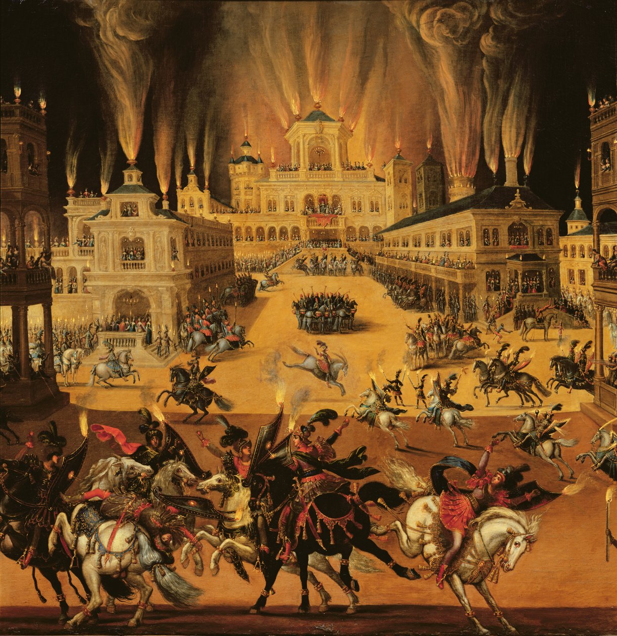 Yangın, havai fişek detayı, c.1640-41 (387335 detayı) by Claude Deruet