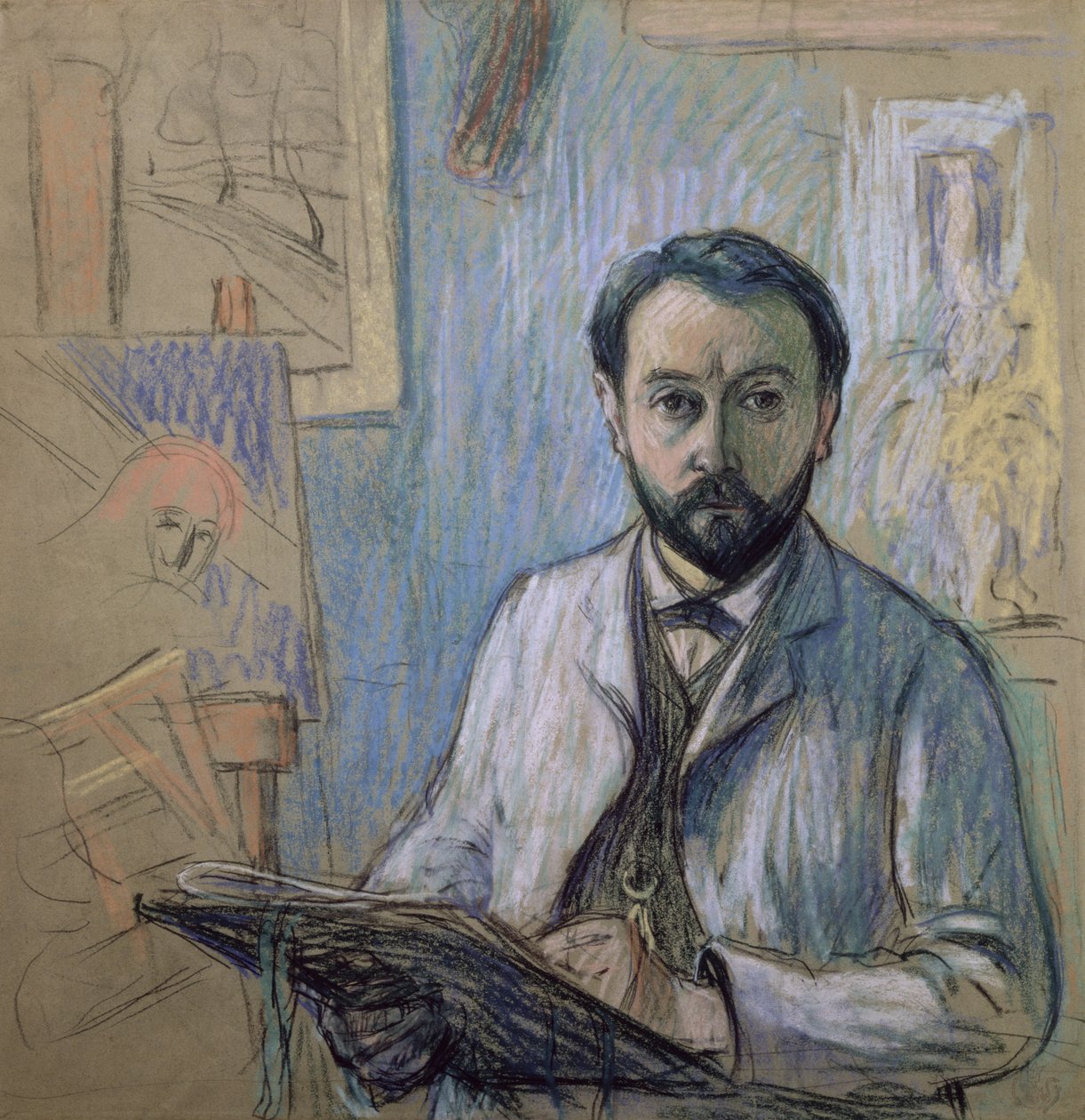 Stüdyosunda Otoportre, 1889 (kağıt üzerinde pastel) by Claude Emile Schuffenecker