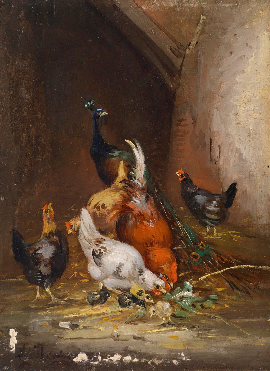 Tavuklar ve tavus kuşu by Claude Guilleminet