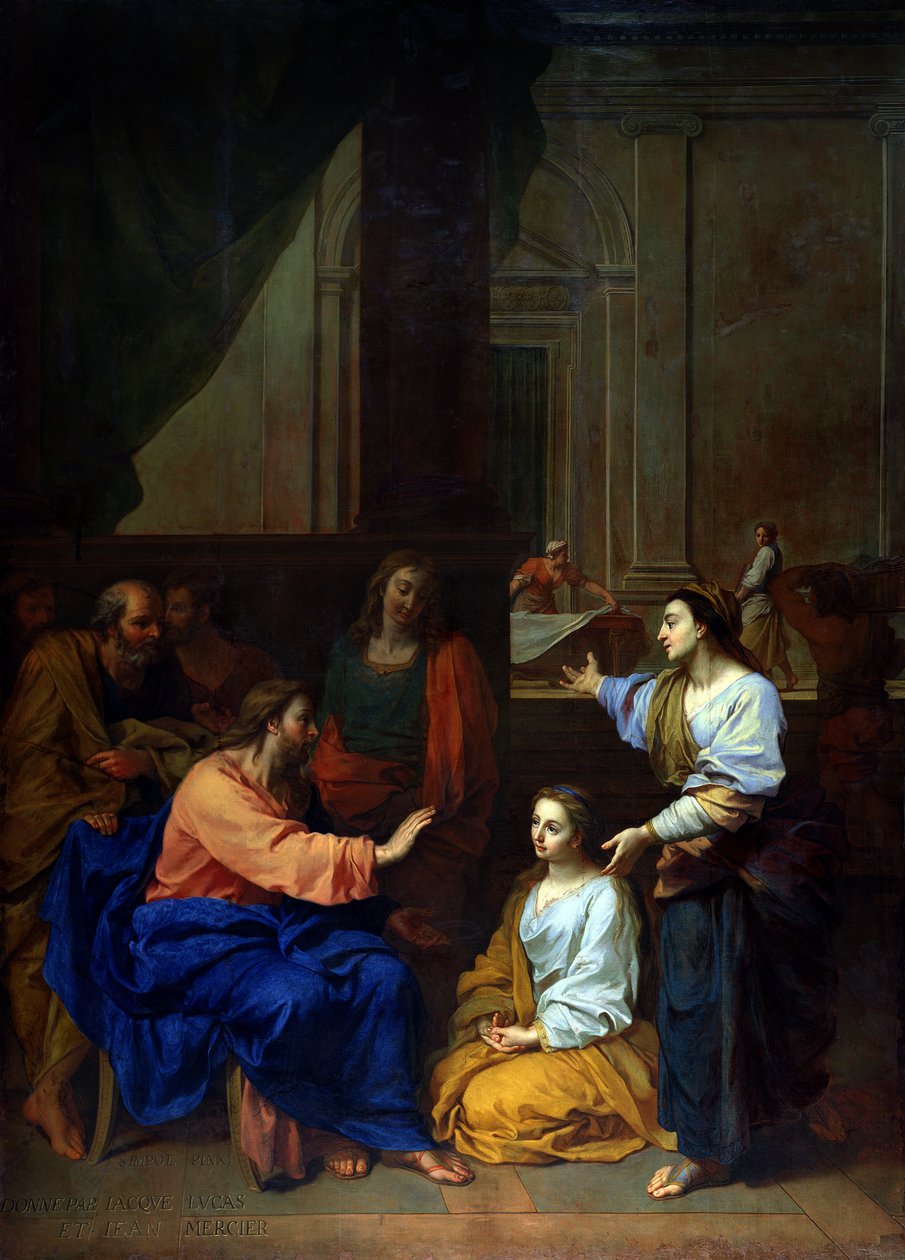 Martha ve Mary ile Mesih by Claude II Saint Paul