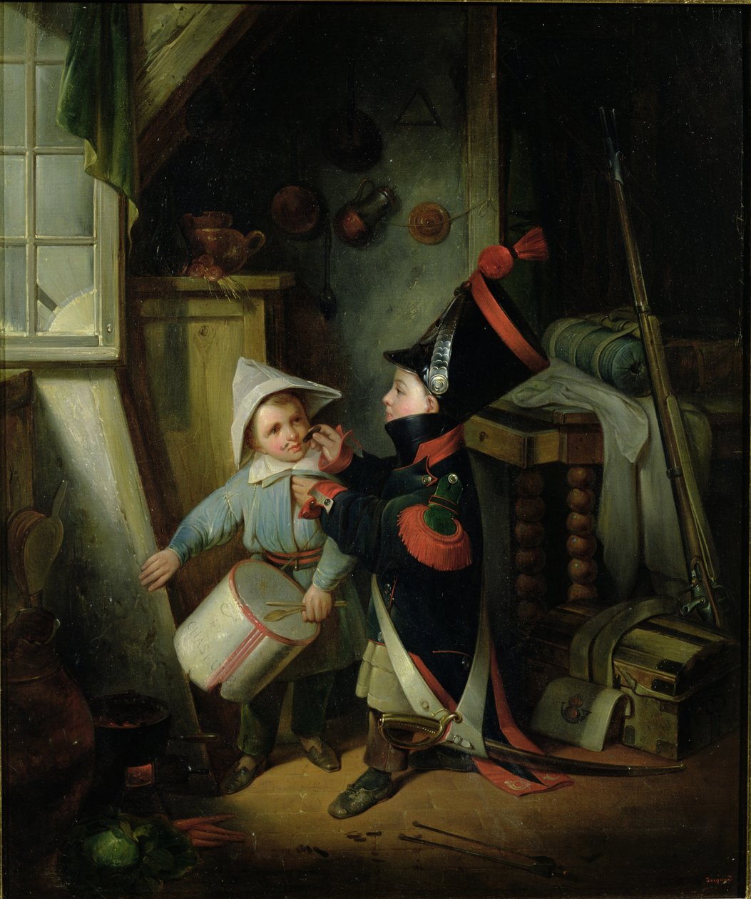 Asker gibi giyinen iki erkek by Claude Jacquand