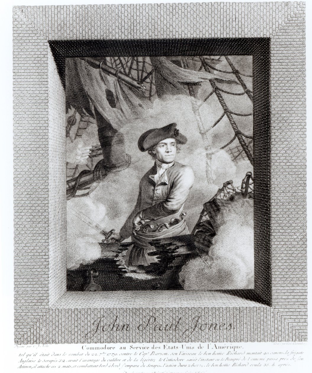 John Paul Jones, Amerika Birleşik Devletleri Hizmetinde Amiral, Carl Guttenberg (1743-90) tarafından oyulmuş by Claude Jacques Notte