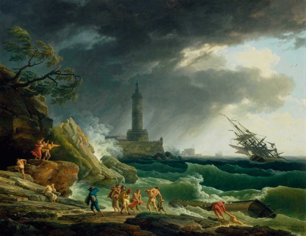Akdeniz Kıyısında Fırtına by Claude Joseph Vernet