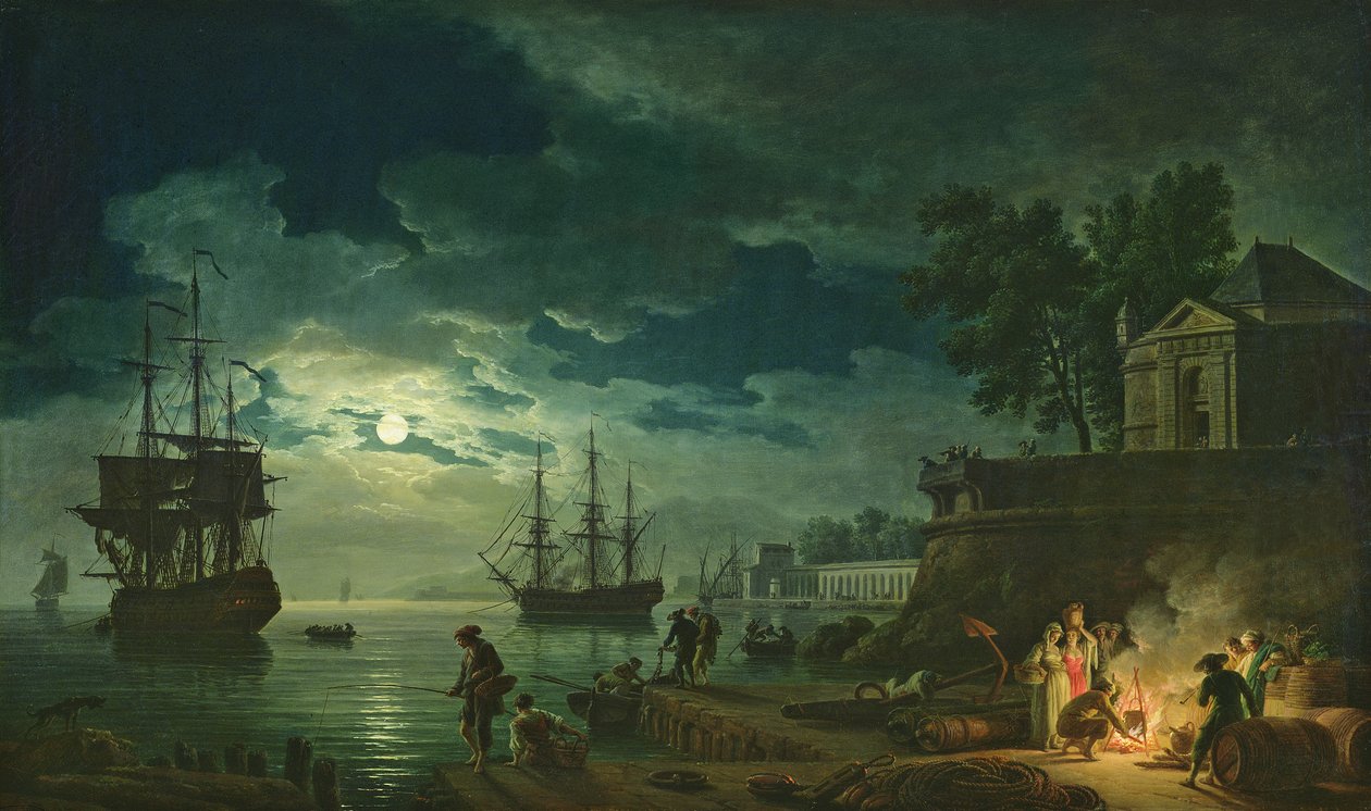 Gece: Ay Işığında Bir Liman, 1748 by Claude Joseph Vernet