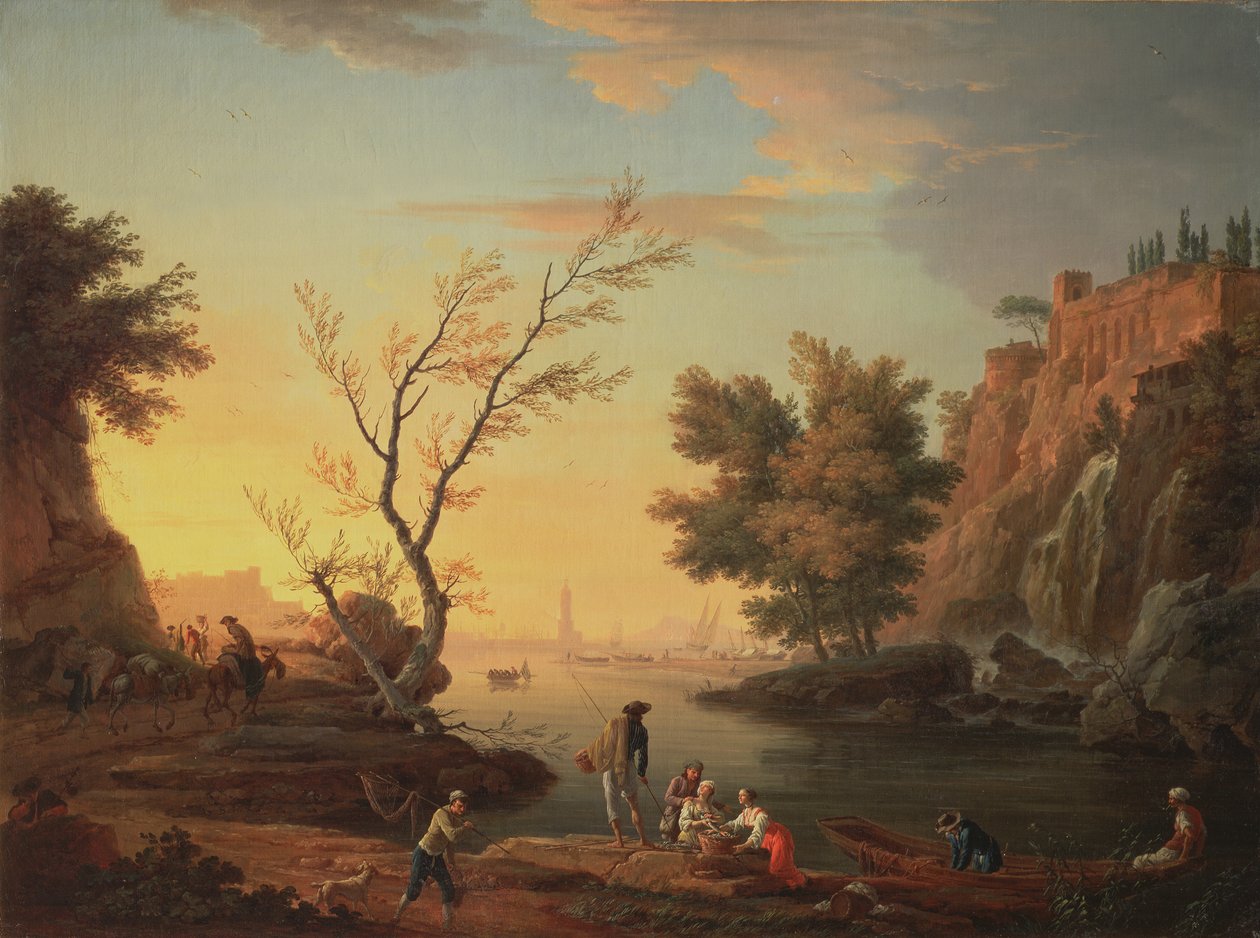 Gün Batımında Liman, 1751 by Claude Joseph Vernet