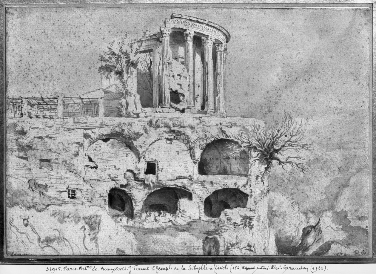 Sibyl Tapınağı, Tivoli (kağıt üzerinde kalem ve yıkama) by Claude Joseph Vernet