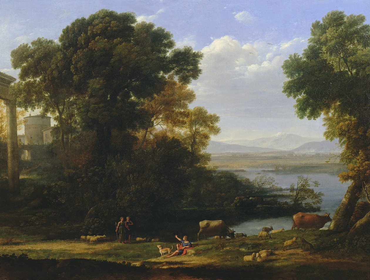 Bir kasaba manzaralı klasik nehir sahnesi by Claude Lorrain