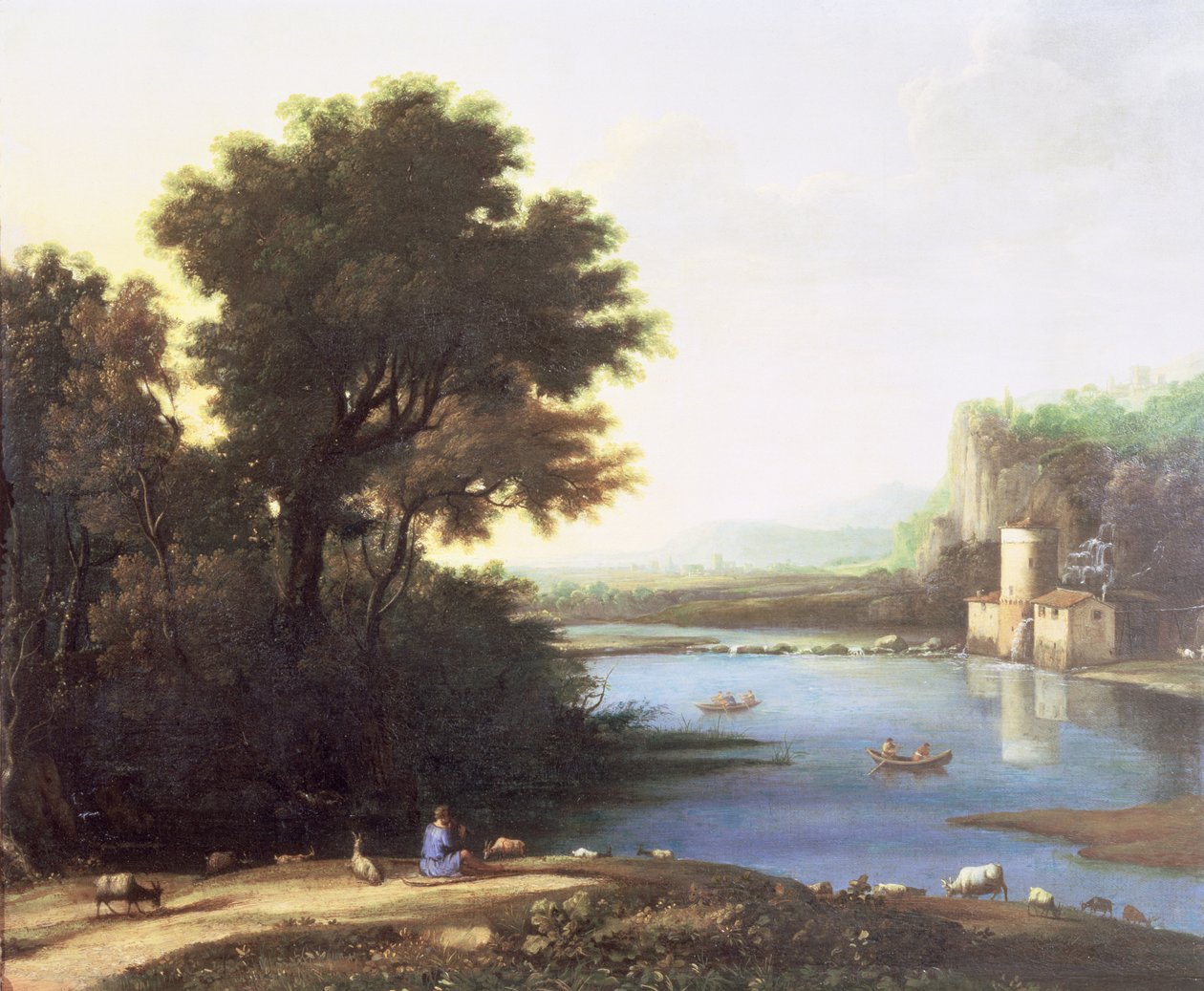 Keçilerine Bir Keçi Dürbünü ile İtalyan Manzarası by Claude Lorrain