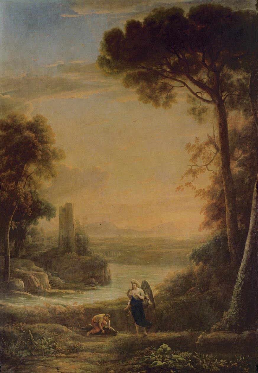 Manzara, Başmelek Raphael ve Tobias by Claude Lorrain