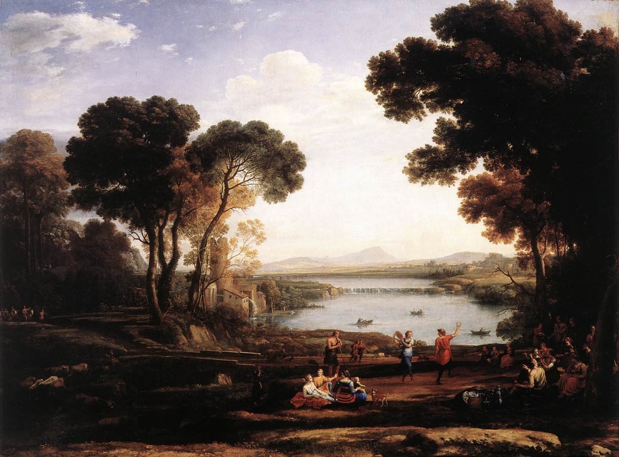 Dans Eden Figürlerle Peyzaj (Değirmen) by Claude Lorrain