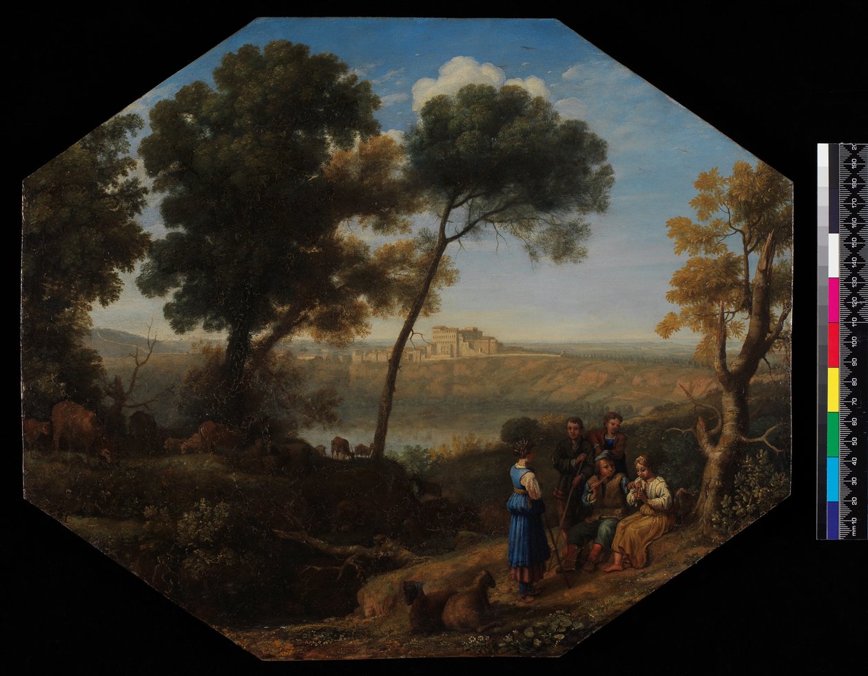 Albano Gölü ve Castel Gandolfo manzaralı pastoral manzara, 1639 (kalay üzerine yağ) by Claude Lorrain