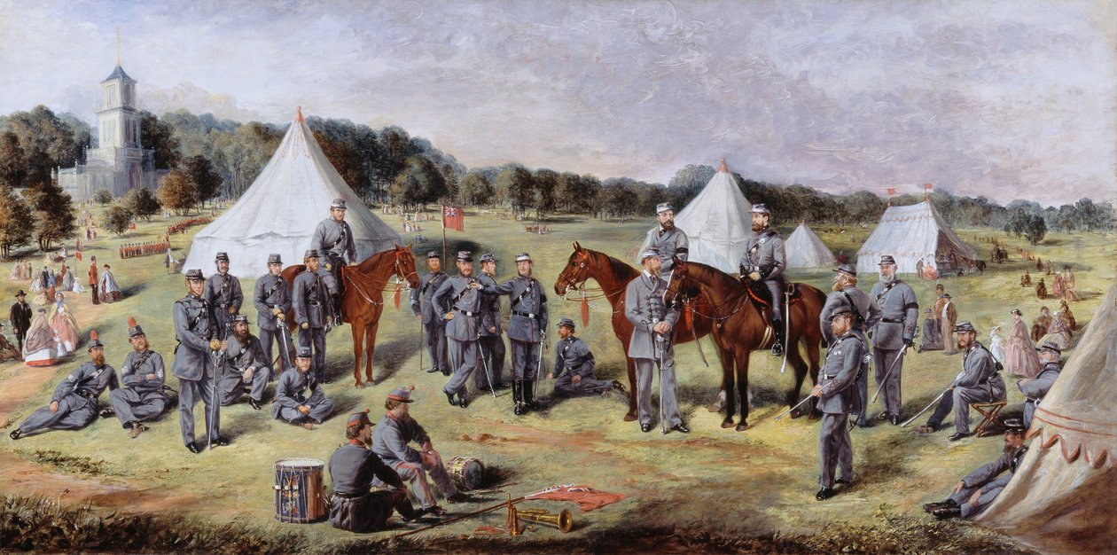 1864 ಟರ್ಕ್‌ನ ಗುಂಟನ್ ಪಾರ್ಕ್‌ನಲ್ಲಿ ನಾರ್ಫೋಕ್ ಸ್ವಯಂಸೇವಕರ 1 ನೇ ಆಡಳಿತಾತ್ಮಕ ಬೆಟಾಲಿಯನ್ by Claude Lorraine R.W Nursey