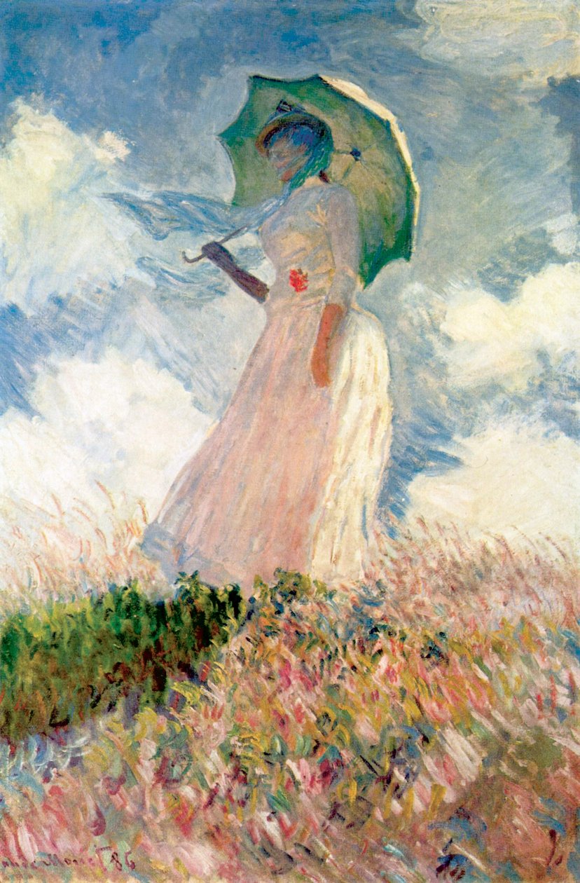 şemsiye ile kadın by Claude Monet