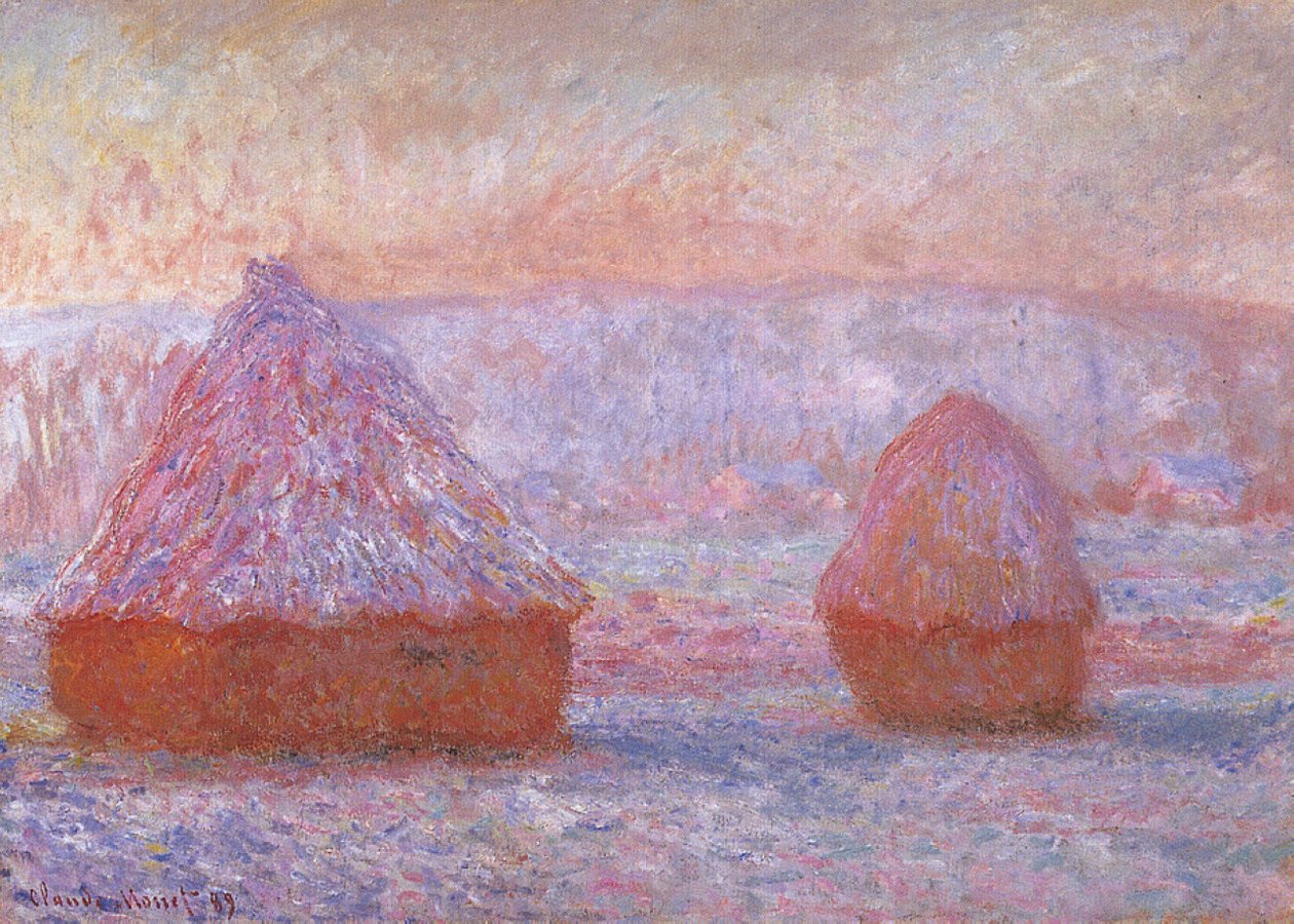 Les Meules, Giverny, sabah etkisi by Claude Monet
